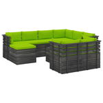 Set mobilier de gradina din paleti cu 10 piese cu perne vidaXL, Lemn, 60 x 60 x 41.5 cm, Verde deschis