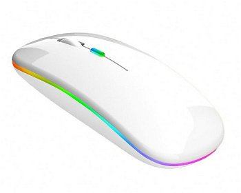 Mouse optic RGB fara fir 1000/1200/1600 DPI, intrare USB, forma ergonomica, 11 x 6 x 2,5cm, alb, Pro Cart