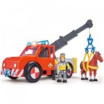 Masina de pompieri Simba Fireman Sam Phoenix cu figurina, cal si accesorii, 