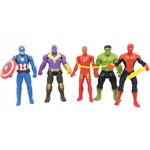 Set 5 figurine Supereroi, Hulk, Spiderman, Iron, Captain America, Thanos,12 cm, OEM