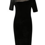 Rochie neagra asimetrica cu aspect catifelat si plasa Broadway Shae , Broadway