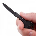 Briceag de buzunar tip cheie IdeallStore®, Key Blade, otel inoxidabil, 10 cm, negru, IdeallStore
