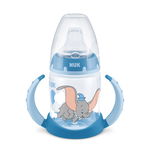 Biberon PP 150 ml cu toarte + tetina silicon de invatare 6-18 luni, First Choice Disney Dumbo, Nuk