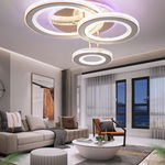 Lustra LED RFAN Model G610-3RGB Cu Telecomanda 3 Tipuri De Lumina Plus Lumina RGB Intensitate Reglabila 174W Auriu, RFAN