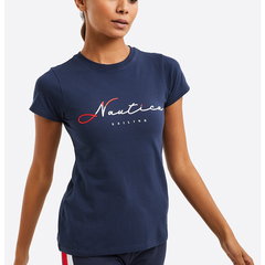 Nautica, Tricou slim fit cu logo Orla, Bleumarin