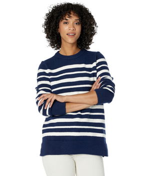 Imbracaminte Femei DRAPER JAMES Pointelle Pullover in Varigated Stripe Nassau Navy Multi, DRAPER JAMES