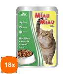 Set Hrana Umeda pentru Pisici Miau-Miau, Curcan in Sos, 18 Plicuri x 100 g