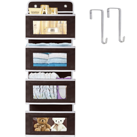Organizator depozitare usa, Quasar & Co, 4 buzunare, universal, netesut intarit la baza, cu vizor, 96 x 33 x 11 cm, maro