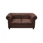 Canapea CHESTERFIELD fixa, 2 locuri, cu arcuri, maro inchis, 168x90x80 cm, Exclusive