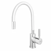 Baterie bucatarie cu pipa flexibila alba Ferro Zumba, Ferro