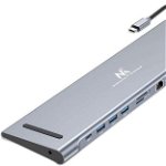 Statie de andocare HUB Type-C 11in1 USB-C MCTV-850, argintiu, Maclean