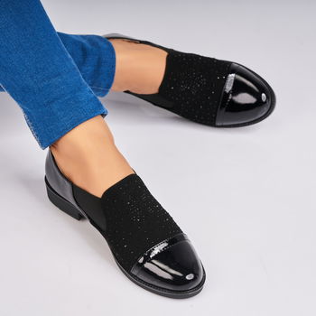 Pantofi dama casual Negri din Piele Ecologica Lacuita Martay A4362, Hongquan