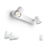 HUE Kit Spot Adore 2 x LED 700lm BT Ambiance (1 Adore + Ambiance GU10 + dimmer) Alb IP44, Philips