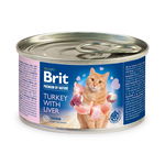 Brit Premium By Nature, Curcan și Ficat, Conservă hrană umedă fără cereale pisici, (pate), 200g, Brit