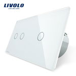 Intrerupator dublu + simplu Livolo vl-c702c701-12 cu touch din sticla Negru