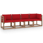 Canapea de gradina vidaXL, din paleti 4 locuri cu perne lemn pin tratat, 64 x 64 x 70 cm, 41.9 kg 3067338