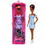 Papusa Barbie Fashionista bruneta cu rochita albastra, 