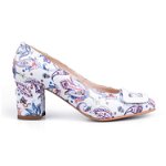 Pantofi casual damă, din piele naturală - 450 alb flori, Miu's