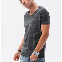 Tricou cu decolteu in V si buzunar pe piept, OMBRE Tricou cu decolteu in V si buzunar pe piept, OMBRE