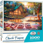 Masterpieces Puzzle 1000 Cabină iluminată lângă lac, Masterpieces