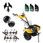 Pachet Campo 803 - motocultor, benzina, 7.5 CP, 2+1 trepte, 2+1+1 freze, plug bilonat, accesorii PR2, ulei motor si transmisie incluse, Progarden