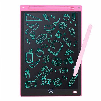 Tableta grafica pentru copii, Display de 12 inch, Roz, 