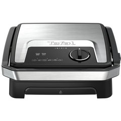 Gratar electric multifunctional Tefal Inicio Adjust GC272D10, 2000 W, placi cu invelis antiaderent, termostat reglabil, functie panini, functie grill, depozitare verticala, tava colectare, argintiu