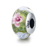 Talisman din argint 925 cu sticla cute colorful flower