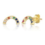 Bijuterii Femei Sphera Milano 14K Gold Plated Sterling Silver CZ Rainbow Arc Stud Earrings YELLOW GOLD