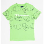 Champion, Tricou din bumbac cu model logo, Verde electric