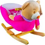 Balansoar pentru bebelusi, Ursulet, lemn + plus, roz, 60x34x45 cm, Polesie