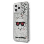 Husa Premium Originala Karl Lagerfeld pentru Iphone 12 Pro Max, colectia Liquid Glitter Choupette, Silver - Klhcp12llcglsl