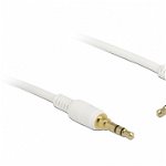Cablu Stereo Jack 3.5 mm 3 pini (pentru smartphone cu husa) unghi 1m T-T alb, Delock 85567