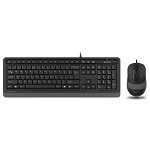 Kit Tastatura Si Mouse Fstyler FM10+FK10 Wired F1010 Negru Grey, A4Tech