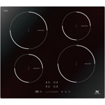 Plita inductie Master Kitchen MKHI 604BK, Sticla, 59 cm, 4 zone independente de gatire, Control slide touch, afisaj LED, Negru
