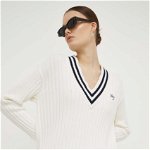 Tommy Jeans Script V Neck Rib Sweater Ancient White, Tommy Hilfiger