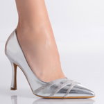 Pantofi dama Argintii din piele ecologica Sadia, OEM