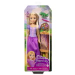 Papusa DISNEY PRINCESS Rapunzel pictorita MTHND68, 3 ani+, mov-roz