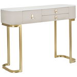 Consola Beauty, Lemn MDF Metal, Crem Auriu, 80x100x40 cm, Mauro Ferretti