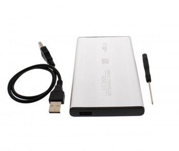 Carcasa HDD 2.5" SATA USB 2.0 argintiu, OEM