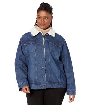 Imbracaminte Femei DRAPER JAMES Plus Size Shearling Denim Jacket Dark Wash, DRAPER JAMES