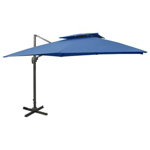 Umbrela suspendata cu invelis dublu vidaXL, albastru azuriu, 300x300cm, 17.79 kg