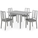 Set mobilier de bucatarie, 5 piese, masa extensibila si scaune, vidaXL, Gri, (80-120) x 80 x 74 cm