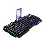 Tastatura cu fir pentru calculator, model metalic ?i u?or cu suport pentru telefon, tastatura pentru jocuri, Neer