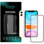 Folie de protectie Spacer pentru iPhone 11 si iPhone XR, 10 bucati, sticla 9D, duritate 9H, Tempered Glass