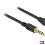 Cablu prelungitor audio jack 3.5mm 4 pini (pentru smartphone cu husa) T-M 0.5m, Delock 85627, Delock