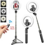 Inel trepied Selfie Stick Bluetooth L07, portabil, LED 5 inch, 90 cm, Tenq.ro