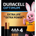 Set baterii, Duracell, Optimum, AAA 4 buc, 1.5V