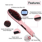 Perie pentru indreptarea parului cu ecran LCD, Straight Brush, Roz!, 