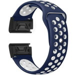 Curea ceas Smartwatch Garmin Fenix 3 / Fenix 5X, 26 mm iUni Silicon Sport Albastru-Alb